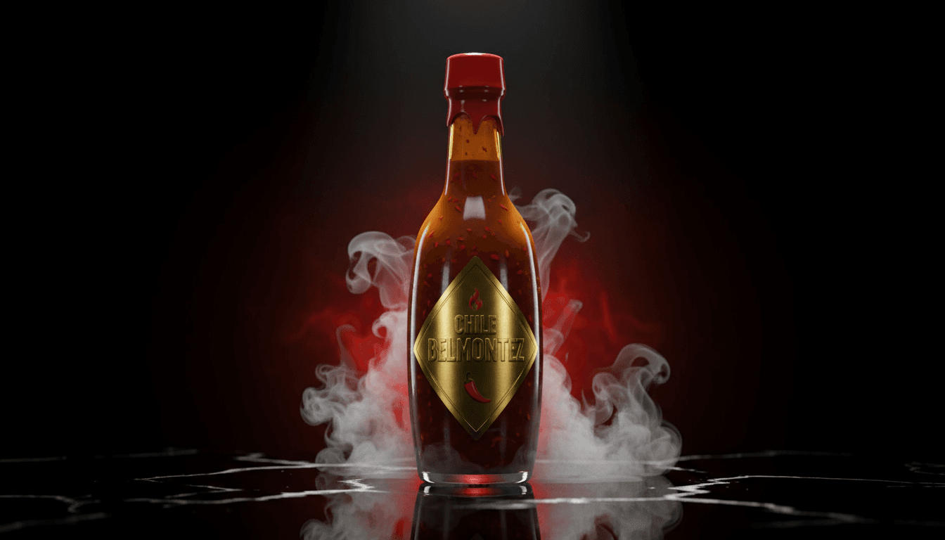 Chile Belmontez product hero shot with dramatic lighting