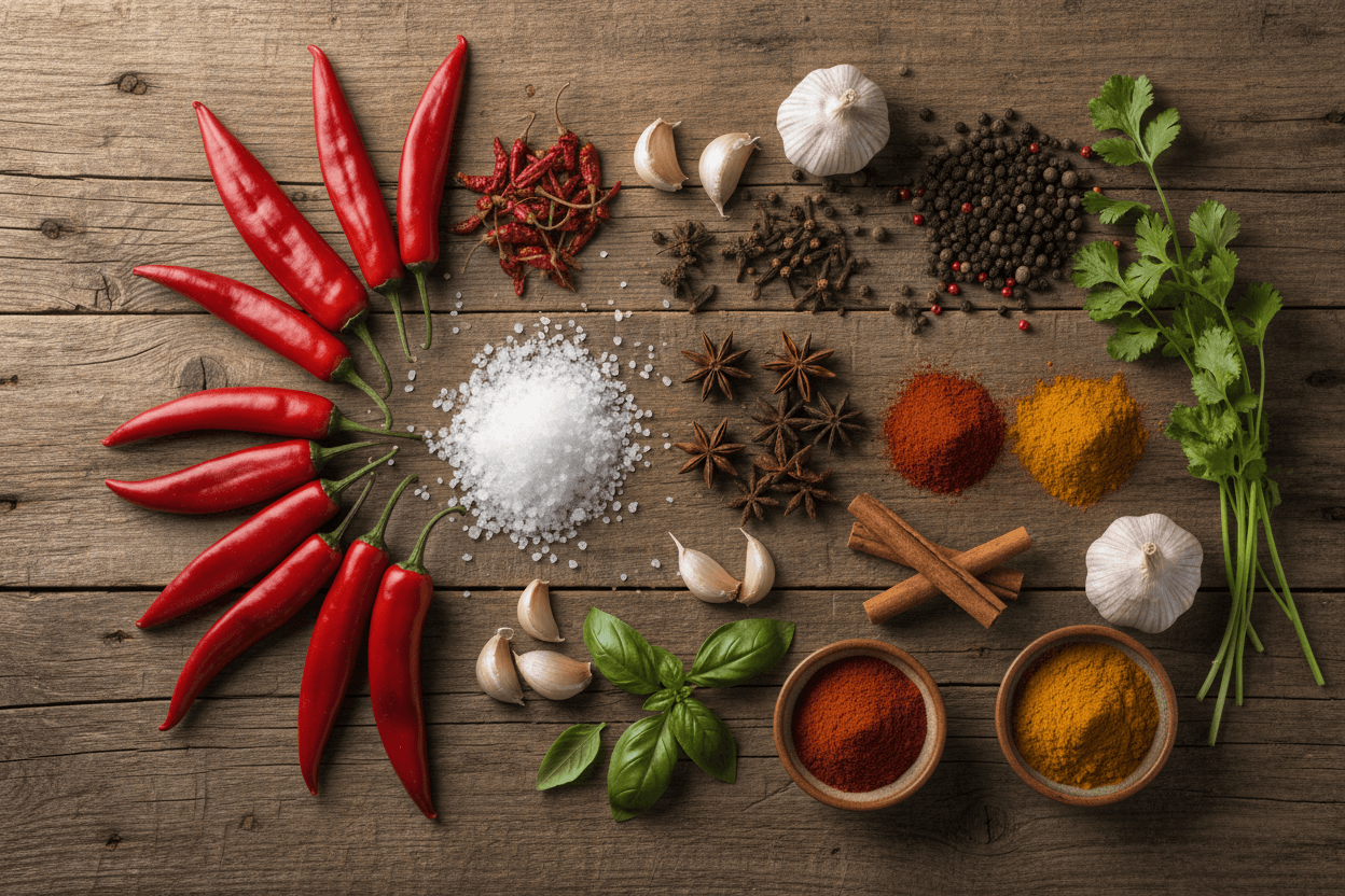 Premium ingredients used in Chile Belmontez sauce
